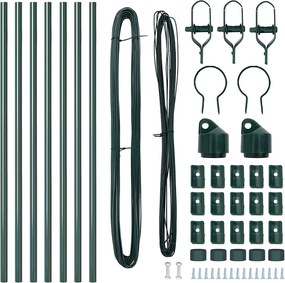vidaXL Ενσωματωμένος Πόλος Φράχτη 7 pcs Πράσινο