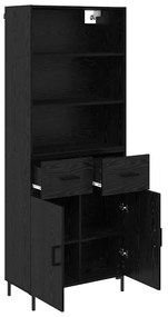 vidaXL Highboard Μαύρη Οξυά 69,5 x 34 x 180 εκ. Επεξεργασμένο ξύλο