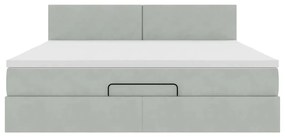 vidaXL Οθωμανικό κρεβάτι με στρώμα&LEDs Ανοιχτό γκρι 160x200cm Βελούδο