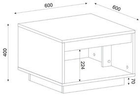 Τραπεζάκι σαλονιού Onda Megapap χρώμα sapphire oak 60x60x40εκ.