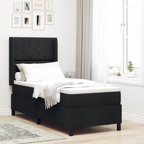 vidaXL κρεβάτι Box Spring με στρώμα & LED Μαύρο 90x190 εκ Υφασμάτινο