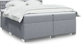 vidaXL Κρεβάτι Boxspring με Στρώμα Ανοιχτό Γκρι 200x200 εκ. Υφασμάτινο