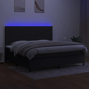 vidaXL Κρεβάτι Boxspring με Στρώμα &amp; LED Μαύρο 200x200 εκ. Υφασμάτινο