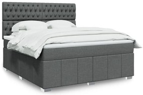 vidaXL Κρεβάτι Boxspring με Στρώμα Σκούρο Γκρι 180x200 εκ Υφασμάτιν