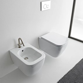 Scarabeo Teorema Clean Flush 512600SC Πορσελάνινη Λεκάνη Κρεμαστή Rimless 52cm με κάλυμμα βακελίτη Slim Soft Close αποσπώμενο