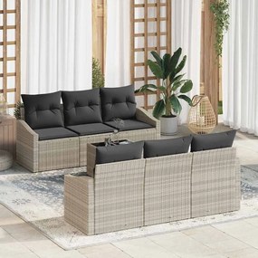 vidaXL Σετ Καναπέ Κήπου με μαξιλάρι 7 pcs Ανοιχτό γκρι 55 x 55 x 37 εκ