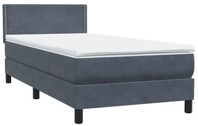 Box Spring Κρεβάτι με στρώμα Σκούρο γκρι 80x210 εκ. Βελούδινο - Γκρι