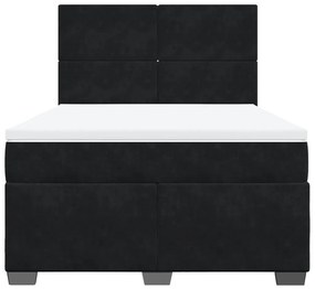 vidaXL Κρεβάτι Boxspring με Στρώμα Μαύρο 140x200 εκ. Βελούδινο