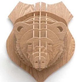 Intra απο ξύλο plywood 3mm-4mm πάχος – 3D Ξύλινο κεφαλάκι αρκούδας παζλ διακόσμηση τοίχου 40x40 cm INTRAVECTRY-MY557315