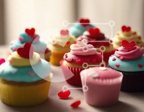 Intra Συλλεκτικό Ξύλινο Παζλ Plywood  4mm - Πολύχρωμα cupcakes για την ημέρα του Αγίου Βαλεντίνου Σε Ξύλινο Κουτί - Διαστάσεις: 10x10 cm – 25 κομμάτια
