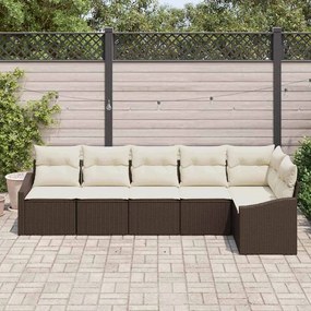 vidaXL Σετ Καναπέ Κήπου 6 pcs Καφέ Πολυ ράταν