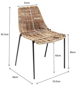 Καρέκλα Tansania Μπεζ/Μαύρη 53,5x56x81,5 εκ - Μπεζ