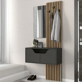 Έπιπλο εισόδου Naro Megapap χρώμα ανθρακί - sepet oak 90x35x204,2εκ.