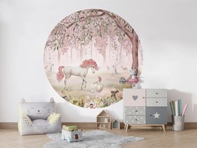 Unicorn Forest Ταπετσαρια Τοιχου Ροζ Στρογγυλη 80cm