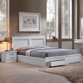 LIFE Κρεβάτι Διπλό, 2 Συρτάρια, για Στρώμα 150x200 cm, Απόχρωση Άσπρο 158x207x93cm