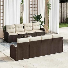 vidaXL Σετ Καναπέ Κήπου 9 pcs Καφέ 55 x 55 x 37 εκ Πολυ ράταν