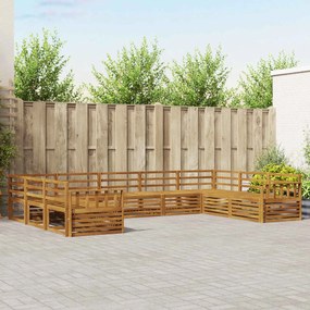 vidaXL Σειρά Καναπέ Εξωτερικού 9 pcs Φυσικό Στερεό Ξύλο Ακακίας