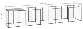 vidaXL Σπιτάκι Σκύλου Μαύρο 6,05 m² Ατσάλινο