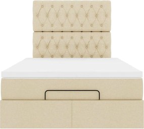 vidaXL Οθωμανικό κρεβάτι με στρώμα Cream 120x190 cm Ύφασμα