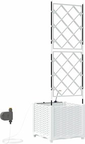 vidaXL Γλάστρα Κήπου Λευκό 40 x 40 x 142 cm Ατσάλι