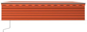 vidaXL Τέντα Αυτόματη με Σκίαστρο/LED/Αισθ. Ανέμου Πορτοκαλί/Καφέ 6x3μ