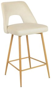 Bar stool Murde beige velvet fabric and metal legs in a natural shade 47x52x96cm 47x52x96 εκ.