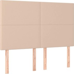 vidaXL Κρεβάτι Boxspring Στρώμα&amp;LED Καπουτσίνο 140x200 εκ. Συνθ. Δέρμα