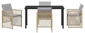 vidaXL Σέτ φαγητού για κήπο 5 pcs Μπεζ συνθετικό ρατάν