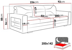 Καναπές κρεβάτι Decatur 106, Αριθμός θέσεων: 4, Αποθηκευτικός χώρος, 88x236x92cm, 106 kg, Πόδια: Ξύλο | Epipla1.gr