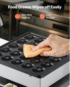 VEVOR 25PCS Mini Pancake Maker Commercial Electric Dutch Baker Poffertjes Grill