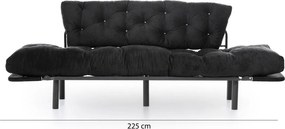 Τριθέσιος Καναπές Κρεβάτι Μαύρο TONNE 70x185x85