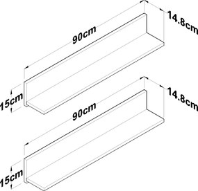 Ράφι Τοίχου Καρυδί ACRONAS 90x14.8x15