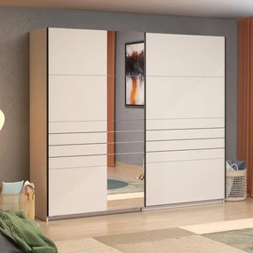 Ντουλάπα Συρόμενη VEYMONT 245 OG με Καθρέπτη Cashmere 245x61x218εκ. 245x61x218 εκ.