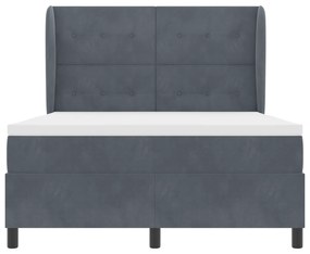 vidaXL Κρεβάτι με ΜMattress - Σκούρο Γκρι - 140x200 εκ - Βελούδο