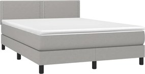 vidaXL Κρεβάτι Boxspring με Στρώμα &amp; LED Αν.Γκρι 140x200 εκ Υφασμάτινο