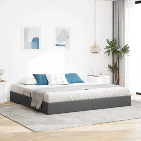 vidaXL Κρεβάτι Οθωμανικού Τύπου Σκούρο Γκρι 200 x 200 cm ύφασμα