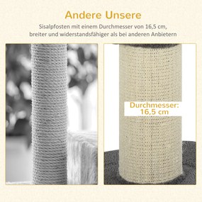 Scratching Post Cat Tower 91cm with Sisal Posts Platform Cushion Multi-lier Cat Scratching Post Climbing Tree for Medium Cats Grey