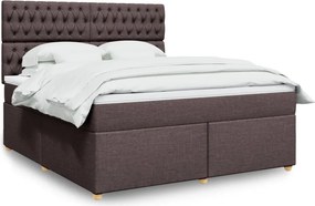 vidaXL Κρεβάτι Boxspring με Στρώμα Σκούρο Καφέ 180x200 εκ Υφασμάτινο
