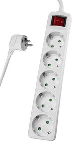 POWERTECH πολύπριζο PT-876, 5x schuko, 16A, 3m, λευκό