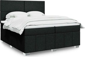vidaXL Κρεβάτι Boxspring με Στρώμα Μαύρο 200x200 εκ. Υφασμάτινο