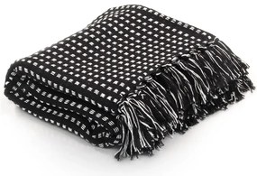 vidaXL Ριχτάρι Καρό Μαύρο 220 x 250 εκ. Βαμβακερό