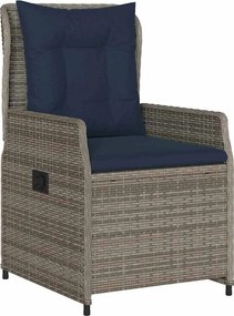 vidaXL Σέτ φαγητού για κήπο με μαξιλάρι 7 pcs Γκρι Πολυ ράταν