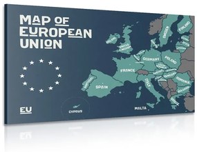 Εικόνα εκπαιδευτικό χάρτη με ονόματα χωρών της Ε.Ε - 120x80