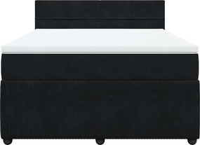 vidaXL Κρεβάτι Boxspring με Στρώμα Μαύρο 160x200 εκ. Βελούδινο