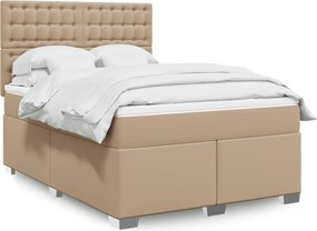 vidaXL Κρεβάτι Boxspring με Στρώμα Καπουτσίνο 160x200εκ.από Συνθ.Δέρμα
