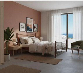 Κρεβάτι Pier-90x190-Καφέ Σφυρίλατο-Με ποδαρικό