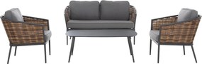 ΣΕΤ ΣΑΛΟΝΙ 4ΤΜΧ CASSIAN HM6552.01 ΑΛΟΥΜΙΝΙΟ &amp; ΜΑΞΙΛΑΡΙΑ ΓΚΡΙ-ΜΠΕΖ P.E.RATTAN