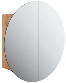 vidaXL Ντουλάπι Μπάνιου με Στρογγυλό Καθρέφτη&amp;LED Δρυς 47x47x17,5 εκ.