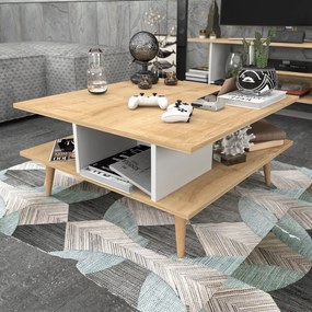 Τραπέζι Σαλονιού Akya - Χρώμα Δρυς Λευκό - 89x78x44εκ