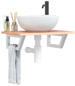 Ράφι Νιπτήρα Τοίχου από Ατσάλι / Μασίφ Ξύλο Δρυός